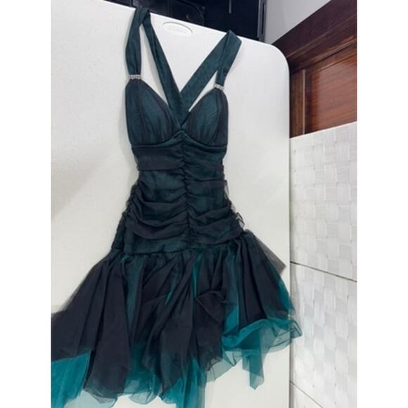 "MASQUERADE" Vintage Babydoll Sheer Asymmetrical Fairy Whimsy SZ 7/8 Hoco Dress - Picture 5 of 12